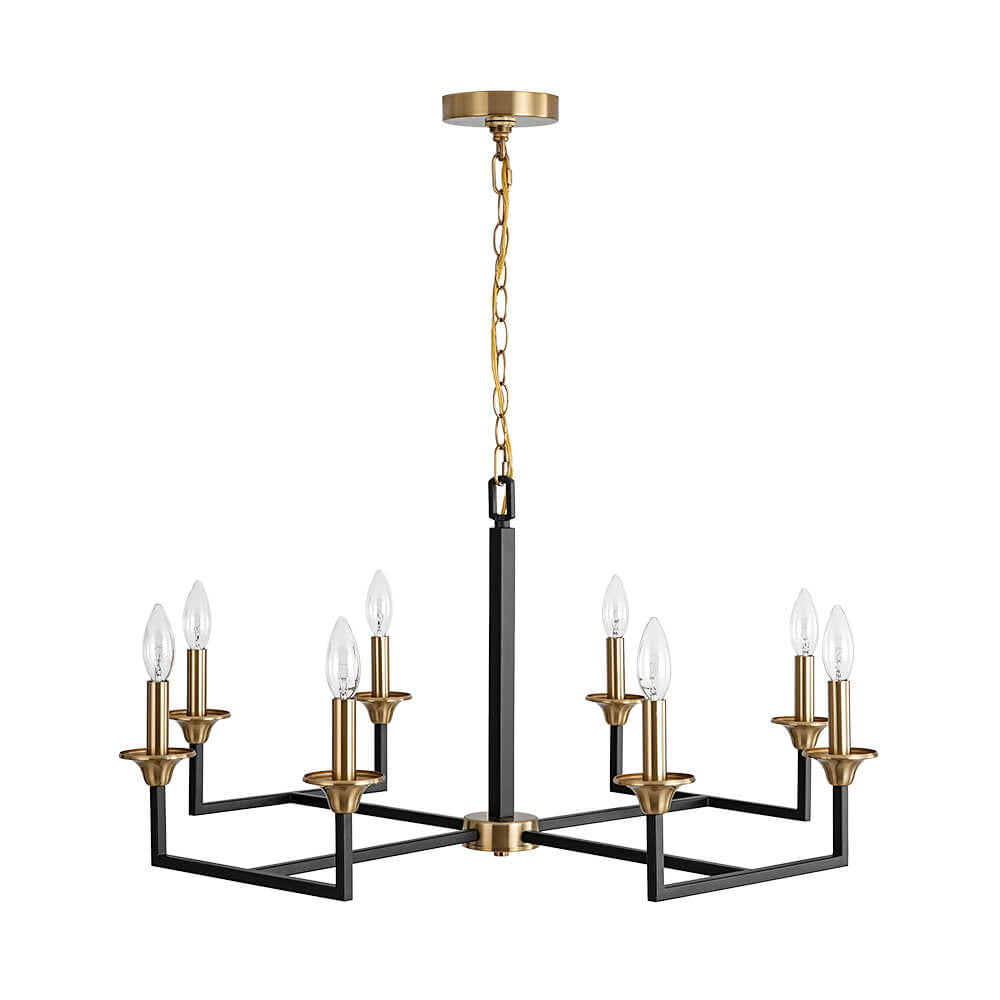 LightfixturesUAE-8-Light Mid-Century Geometric Candle Style Chandelier-Chandeliers-8-Light-