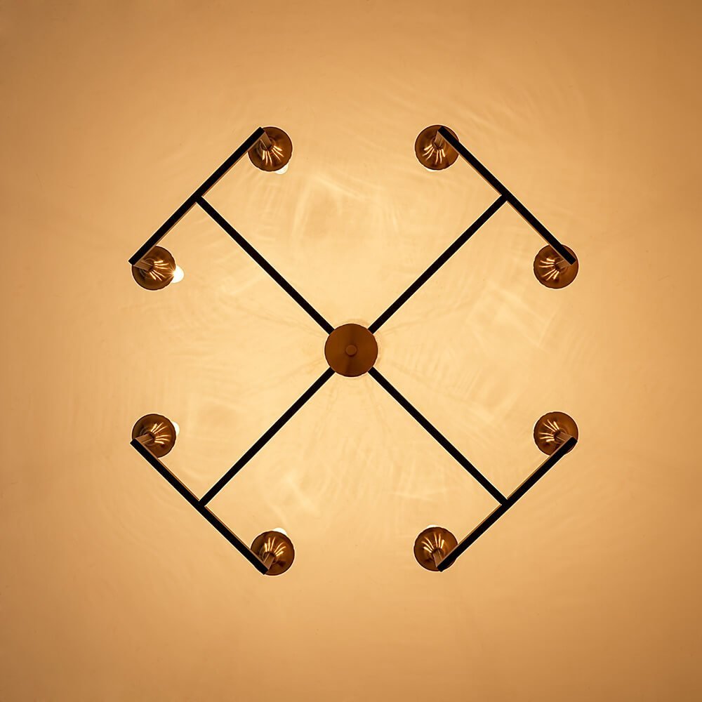 LightfixturesUAE-8-Light Mid-Century Geometric Candle Style Chandelier-Chandeliers-8-Light-