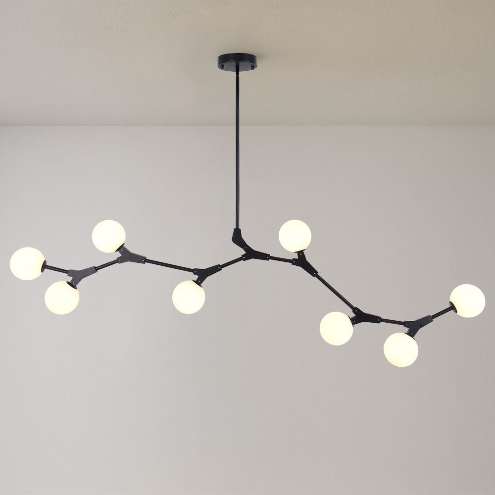 LightfixturesUAE-8-Light Mid-Century Modern Branching Linear Chandelier-Chandeliers-Black-