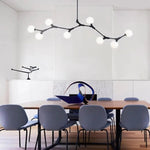 LightfixturesUAE-8-Light Mid-Century Modern Branching Linear Chandelier-Chandeliers-Black-