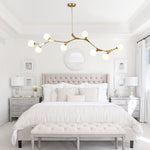 LightfixturesUAE-8-Light Mid-Century Modern Branching Linear Chandelier-Chandeliers-Gold-