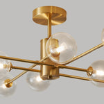 LightfixturesUAE-8-Light Modern Clear Glass Shade Brass Sputnik Semi Flush Mount-Ceiling Lights-Brass-