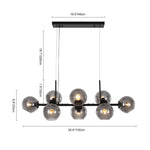 LightfixturesUAE-8-Light Modern Clear Open glass Glass Linear Chandelier-Chandeliers-Black-
