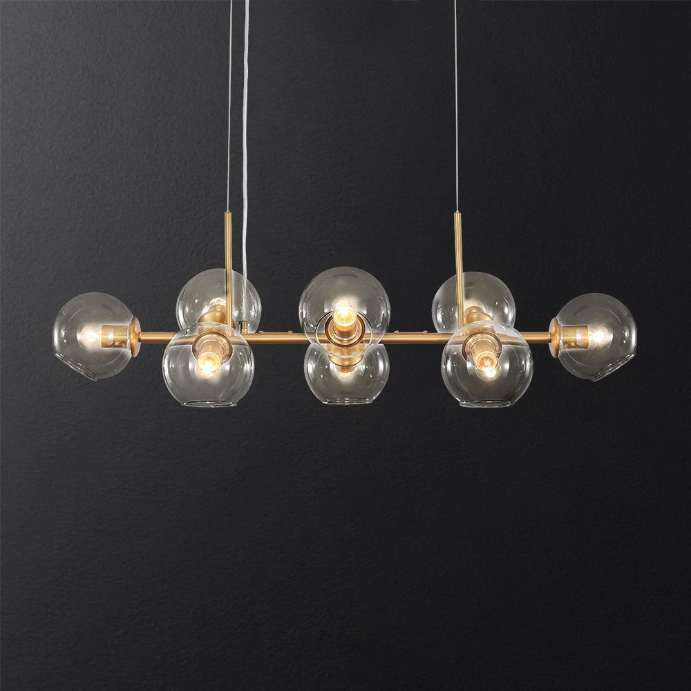LightfixturesUAE-8-Light Modern Clear Open glass Glass Linear Chandelier-Chandeliers-Black-