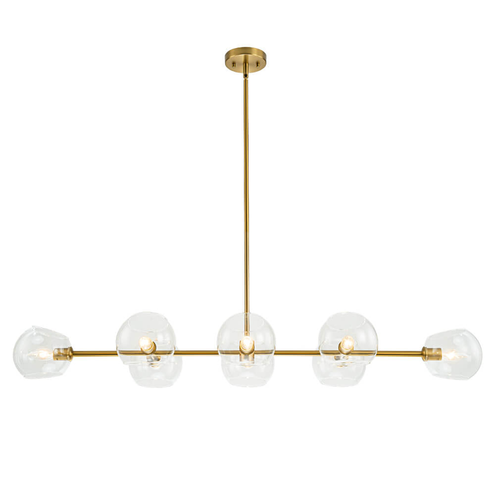 LightfixturesUAE-8-Light Modern Double-Hole Slanted-Edge Clear Glass Linear Chandelier-Chandeliers-Black-
