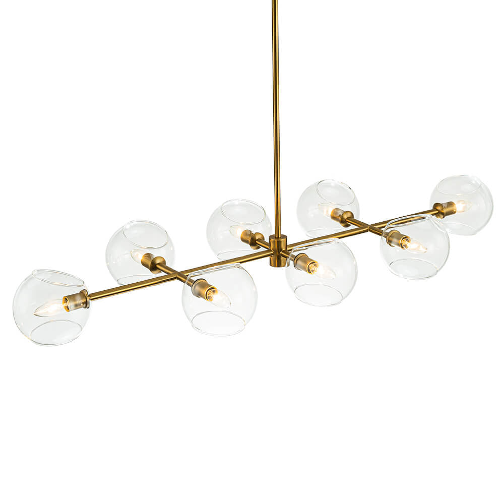 LightfixturesUAE-8-Light Modern Double-Hole Slanted-Edge Clear Glass Linear Chandelier-Chandeliers-Black-