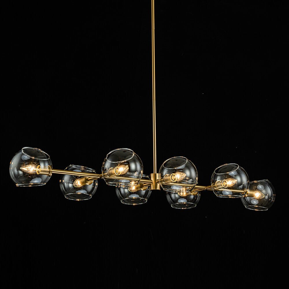 LightfixturesUAE-8-Light Modern Double-Hole Slanted-Edge Clear Glass Linear Chandelier-Chandeliers-Black-