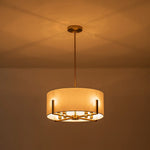LightfixturesUAE-8-Light Modern Fabric Shade Drum Chandelier-Chandeliers-Black-