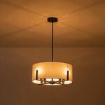 LightfixturesUAE-8-Light Modern Fabric Shade Drum Chandelier-Chandeliers-Black-