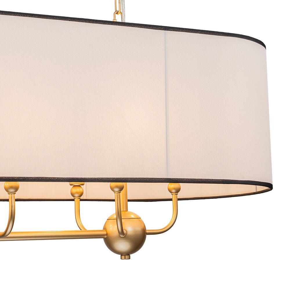 LightfixturesUAE-8-Light Modern Fabric Shade Drum Oval Long Chandelier-Chandeliers-Brass-