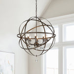 LightfixturesUAE-8-Light Modern Farmhouse Circle Crystal Orb Chandelier-Chandeliers-Brown-