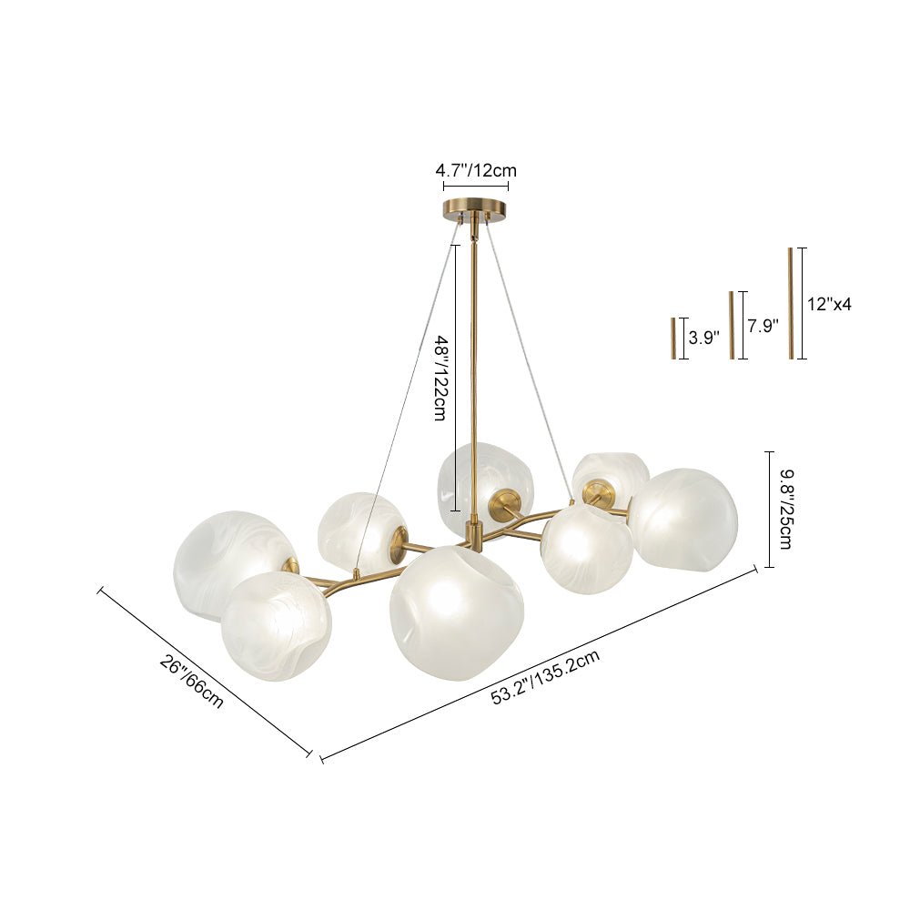 LightfixturesUAE-8-Light Modern Glam Cloud Glass Chandelier-Chandeliers-Brass-