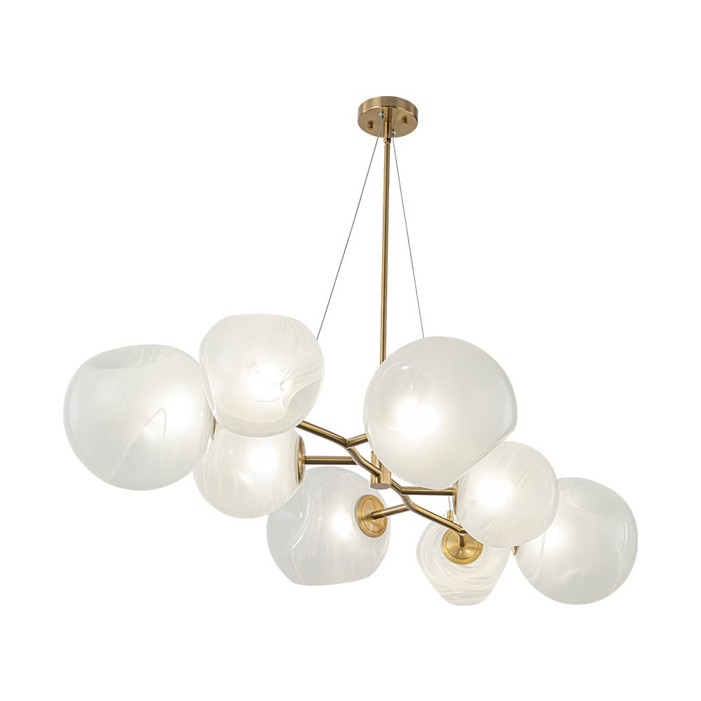 LightfixturesUAE-8-Light Modern Glam Cloud Glass Chandelier-Chandeliers-Brass-