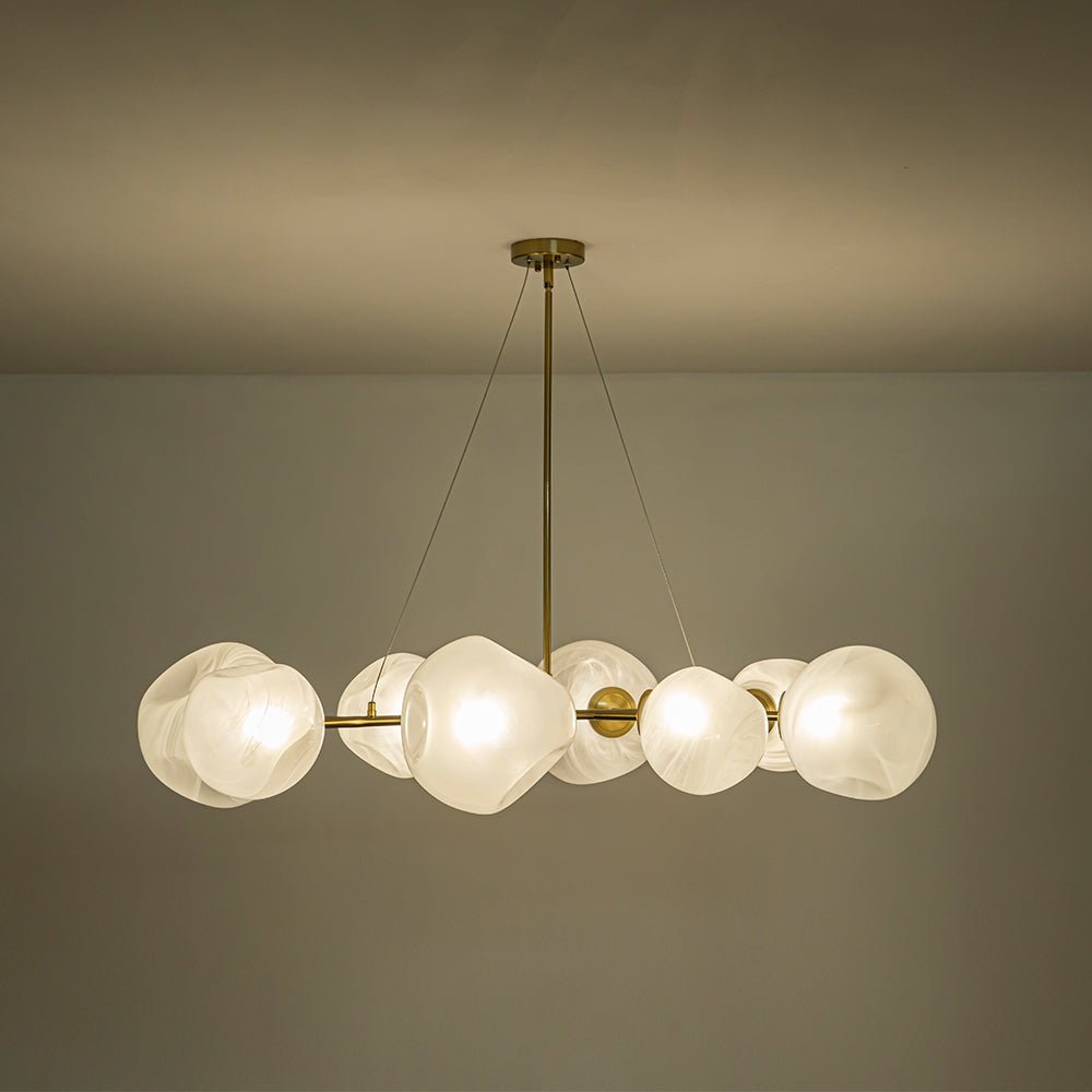LightfixturesUAE-8-Light Modern Glam Cloud Glass Chandelier-Chandeliers-Brass-