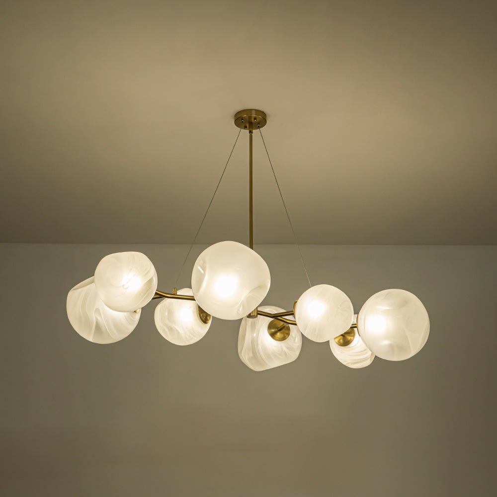 LightfixturesUAE-8-Light Modern Glam Cloud Glass Chandelier-Chandeliers-Brass-