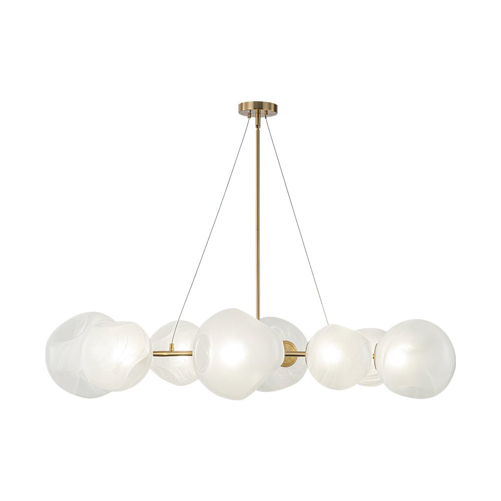 LightfixturesUAE-8-Light Modern Glam Cloud Glass Chandelier-Chandeliers-Brass-