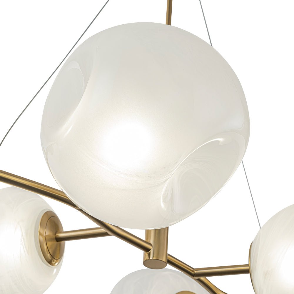 LightfixturesUAE-8-Light Modern Glam Cloud Glass Chandelier-Chandeliers-Brass-