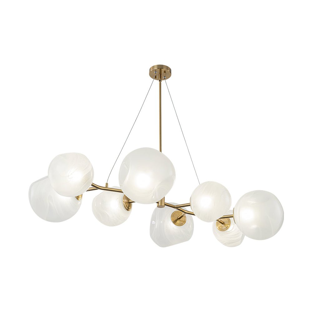 LightfixturesUAE-8-Light Modern Glam Cloud Glass Chandelier-Chandeliers-Brass-