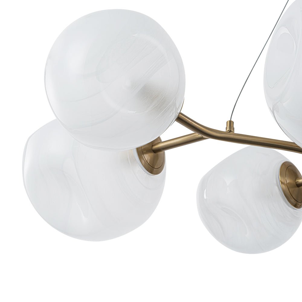 LightfixturesUAE-8-Light Modern Glam Cloud Glass Chandelier-Chandeliers-Brass-