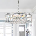 LightfixturesUAE-8-Light Modern Glass Crystal Round Chandelier-Chandeliers-Chrome-8-Light