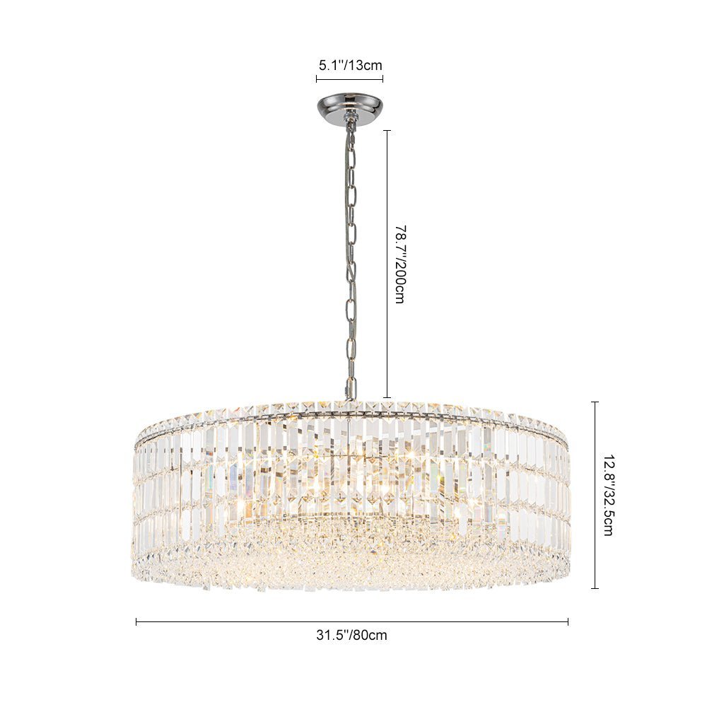 LightfixturesUAE-8-Light Modern Glass Crystal Round Chandelier-Chandeliers-Gold-12-Light