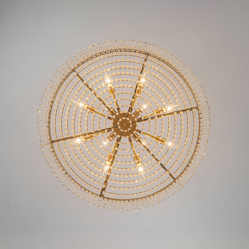 LightfixturesUAE-8-Light Modern Glass Crystal Round Chandelier-Chandeliers-Gold-12-Light