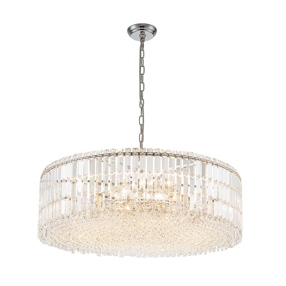 LightfixturesUAE-8-Light Modern Glass Crystal Round Chandelier-Chandeliers-Gold-12-Light