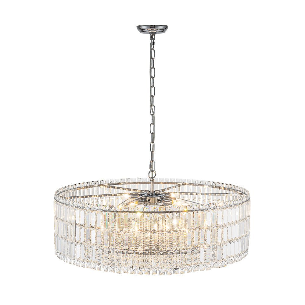 LightfixturesUAE-8-Light Modern Glass Crystal Round Chandelier-Chandeliers-Gold-12-Light