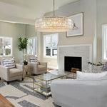 LightfixturesUAE-8-Light Modern Glass Crystal Round Chandelier-Chandeliers-Gold-12-Light