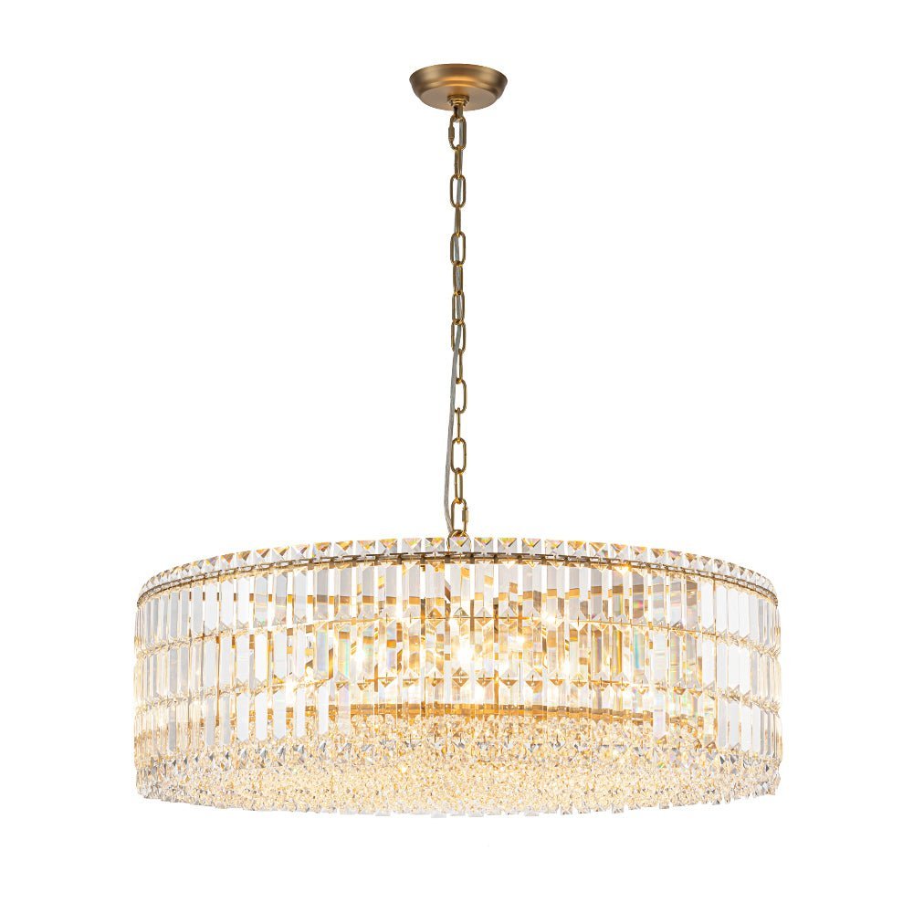 LightfixturesUAE-8-Light Modern Glass Crystal Round Chandelier-Chandeliers-Gold-12-Light