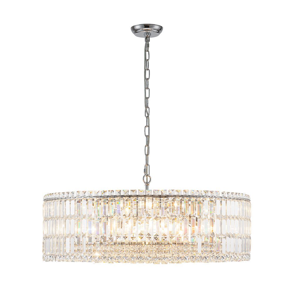 LightfixturesUAE-8-Light Modern Glass Crystal Round Chandelier-Chandeliers-Gold-12-Light