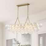 LightfixturesUAE-8-Light Modern Grand Clear Ribbed Bubble Glass Linear Chandelier-Chandeliers-8-Light-Brass