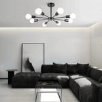 LightfixturesUAE-8-Light Modern Sputnik Semi Flush Mount Ceiling Light-Ceiling Lights-Black-