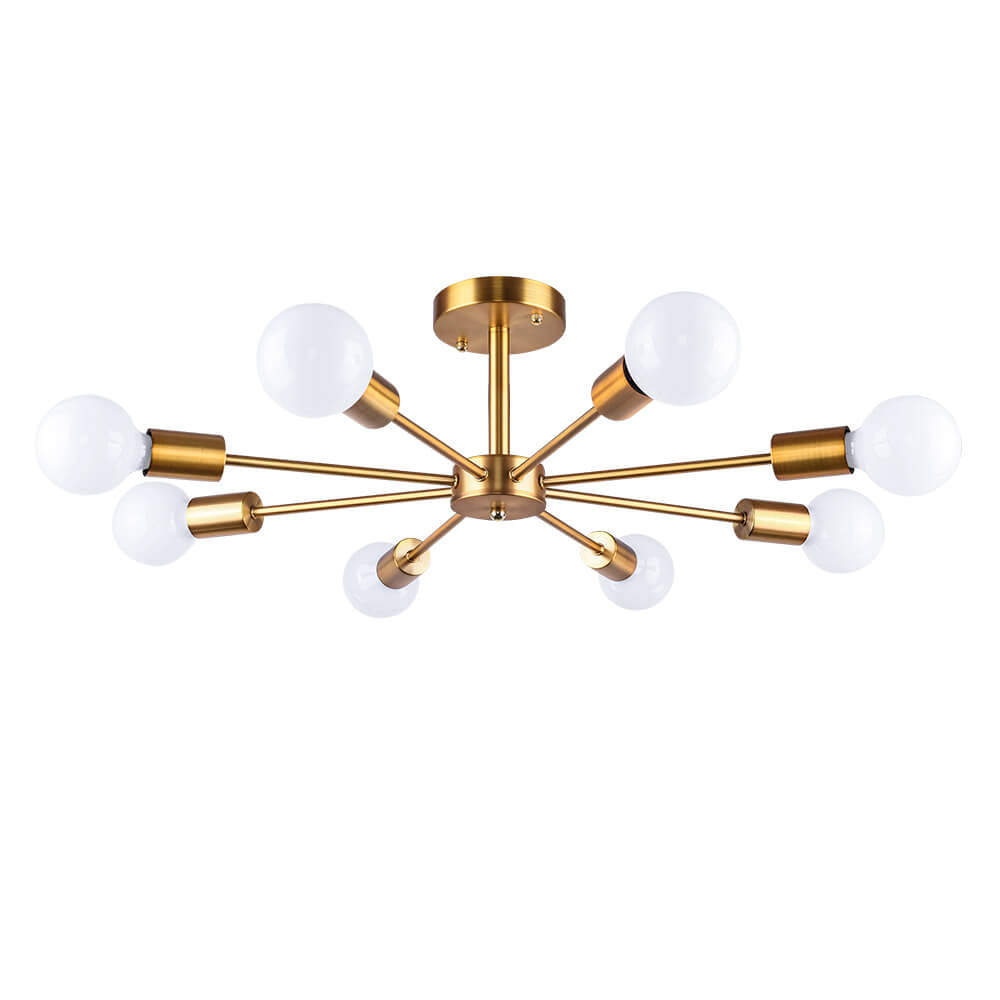 LightfixturesUAE-8-Light Modern Sputnik Semi Flush Mount Ceiling Light-Ceiling Lights-Black-