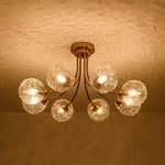 LightfixturesUAE-8-Light Modern Water Pattern Glass Bubble Sputnik Semi Flush Mount-Ceiling Lights-Brushed Gold-