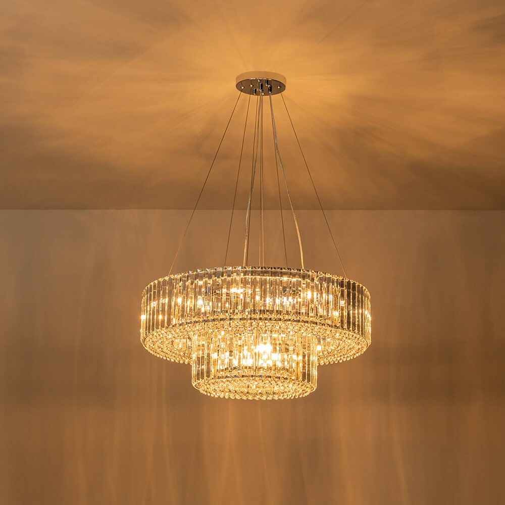 LightfixturesUAE-8/12-Light Bauhaus Crystal Glass Round Chandelier-Chandeliers-Chrome-8-Light