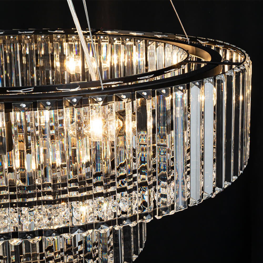 LightfixturesUAE-8/12-Light Bauhaus Crystal Glass Round Chandelier-Chandeliers-Chrome-8-Light