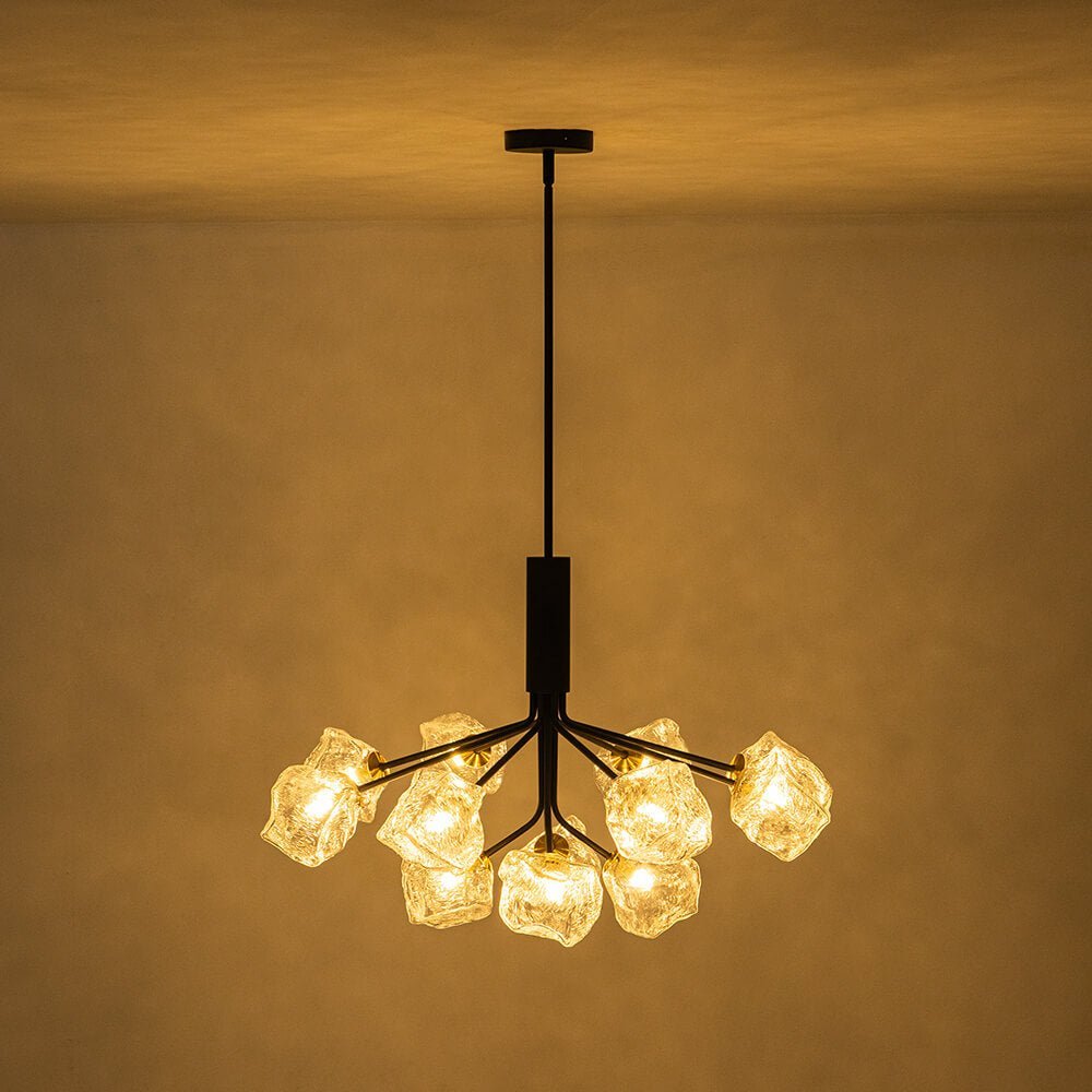 LightfixturesUAE-8/12-Light Modern Ice Glass Sputnik Chandelier-Chandeliers-12-Light-