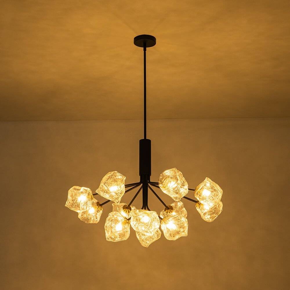 LightfixturesUAE-8/12-Light Modern Ice Glass Sputnik Chandelier-Chandeliers-12-Light-