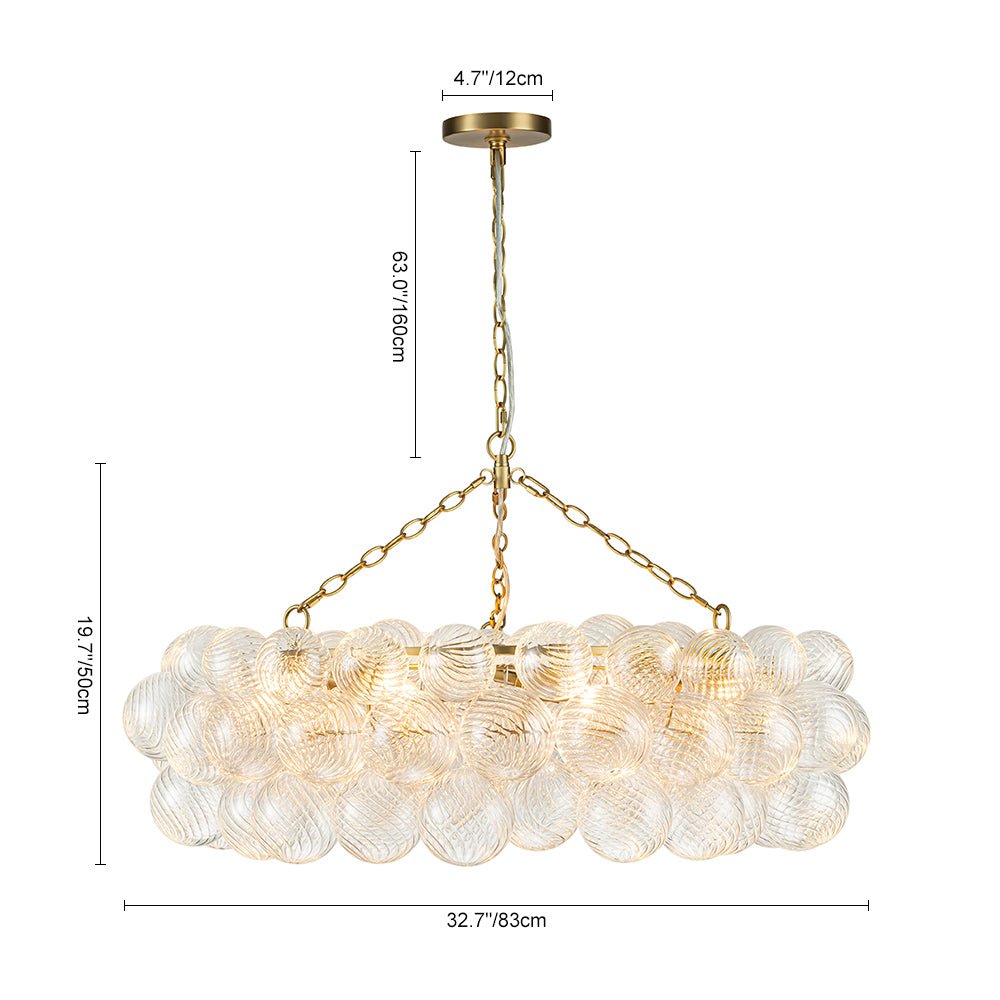 LightfixturesUAE-8/12-Light Modern Luxury Large Ribbed Glass Bubble Cluster Chandelier-Chandeliers-8-Light-Brass