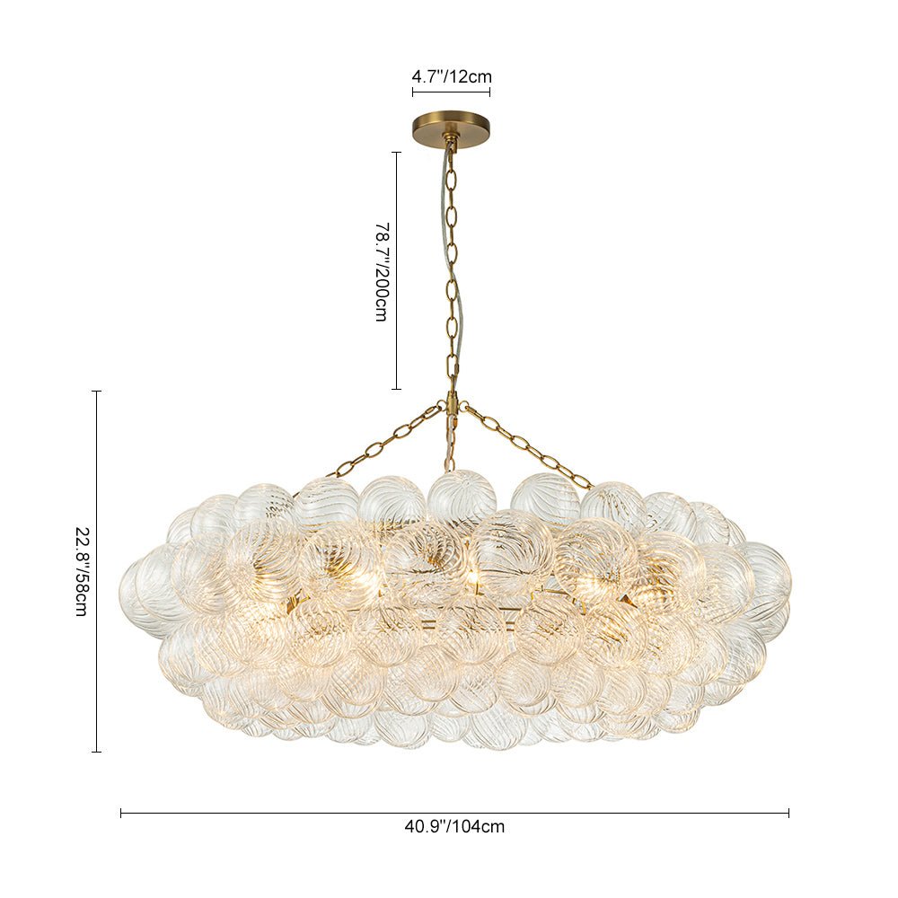 LightfixturesUAE-8/12-Light Modern Luxury Large Ribbed Glass Bubble Cluster Chandelier-Chandeliers-8-Light-Brass