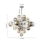 LightfixturesUAE-8/18-Light Modern Cluster Clear Gray Glass Globes Grape Chandelier-Chandeliers-15 Globes-