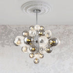 LightfixturesUAE-8/18-Light Modern Cluster Clear Gray Glass Globes Grape Chandelier-Chandeliers-35 Globes-