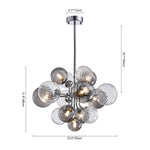 LightfixturesUAE-8/18-Light Modern Cluster Clear Gray Glass Globes Grape Chandelier-Chandeliers-35 Globes-