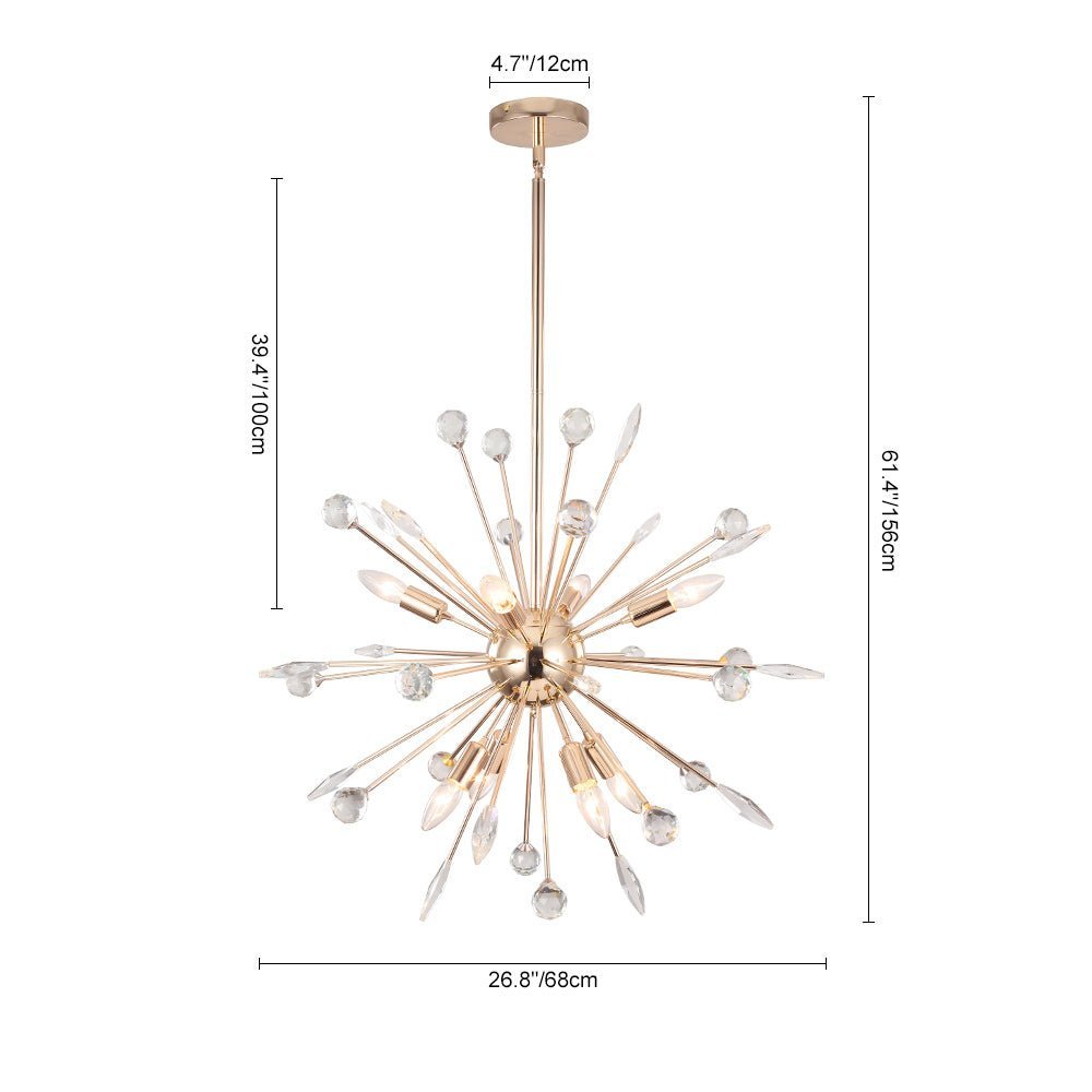 LightfixturesUAE-8/9-Light Modern Crystal Dandelion Sunburst Sputnik Chandelier-Chandeliers-Chrome-8-Light