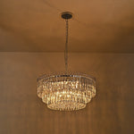 LightfixturesUAE-9-Light Bauhaus Round Drum Tiered Crystal Chandelier-Chandeliers-Chrome-