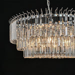 LightfixturesUAE-9-Light Bauhaus Round Drum Tiered Crystal Chandelier-Chandeliers-Chrome-
