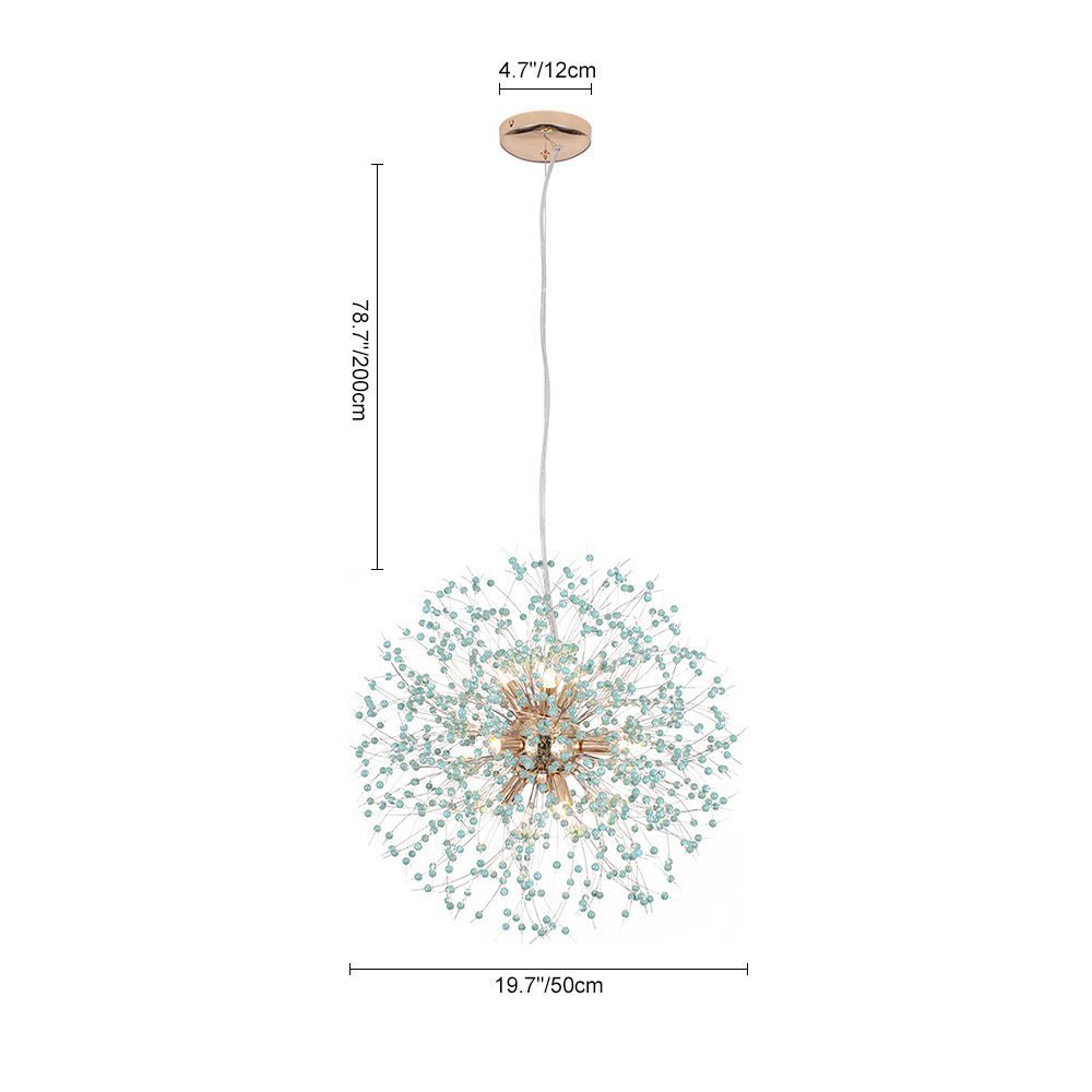LightfixturesUAE-9-Light Modern Coastal Aqua Sea Firework Chandelier-Chandeliers-Chrome-
