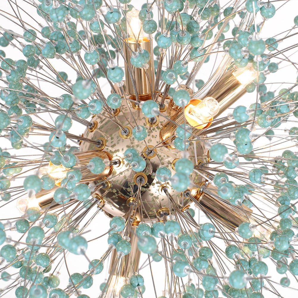 LightfixturesUAE-9-Light Modern Coastal Aqua Sea Firework Chandelier-Chandeliers-Chrome-