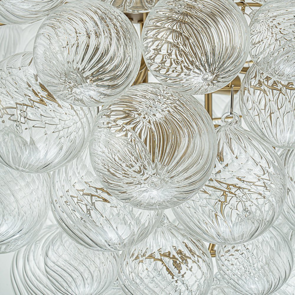 LightfixturesUAE-9-Light Modern Glam Clear Ribbed Glass Grape Cluster Chandelier-Chandeliers-9-Light-Brass